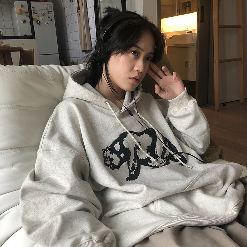 Áo hoodie dáng rộng thời trang mùa thu dành cho nữ sinh