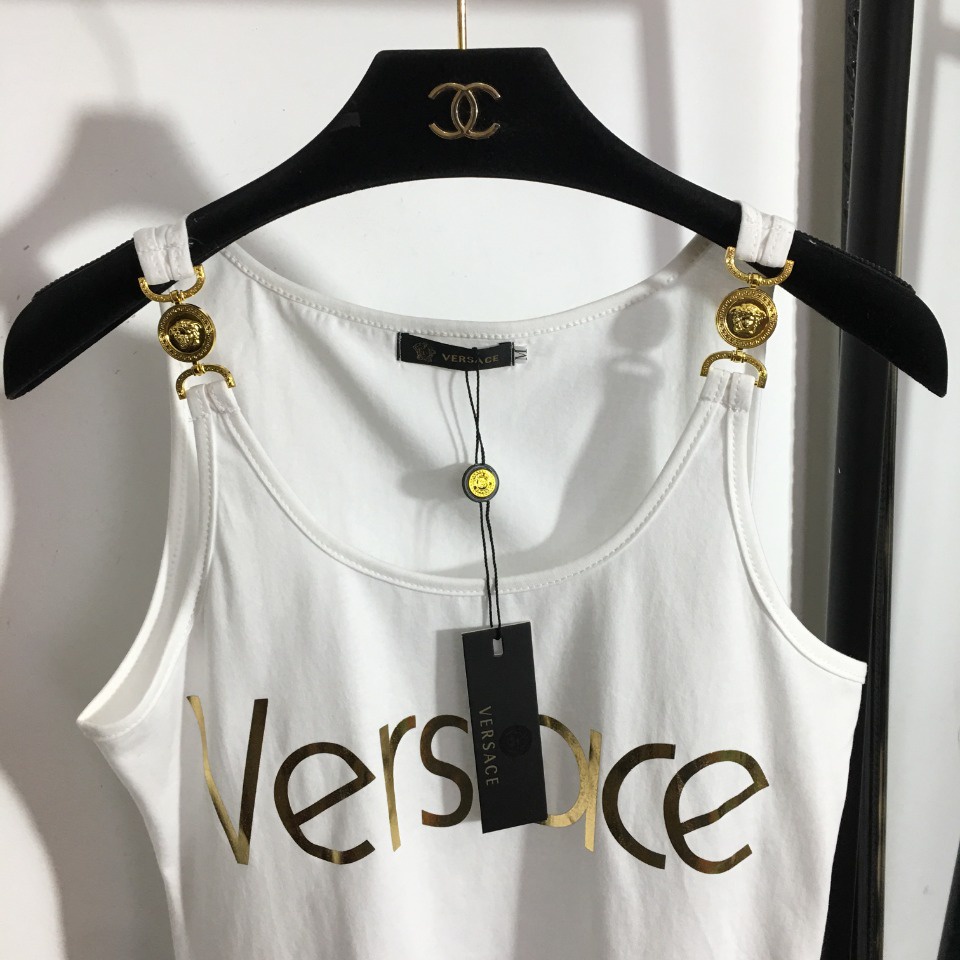 Áo croptop hai dây nữ thời trang cao cấp Versace thiết kế bó sát, phong cách thu hút