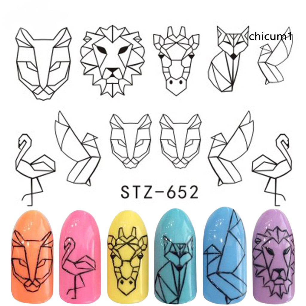 (Hàng Mới Về) Miếng Dán Trang Trí Móng Tay Diy Họa Tiết Động Vật Thời Trang