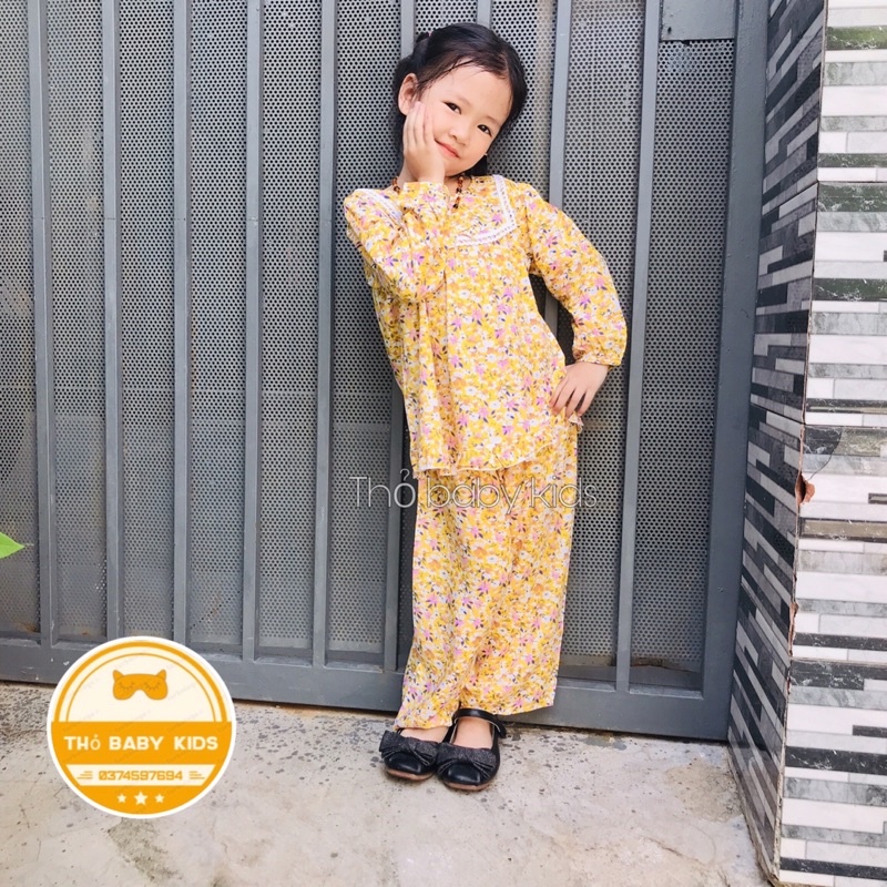 Bộ lanh/tole bé gái tay dài quần dài  lanh 2 da loại 1 cho bé gái  shop thỏ baby kids