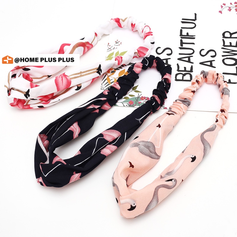 Băng Đô Co Dãn In Họa Tiết Chim Hồng Hạc Phong Cách Bohemian Cổ Điển Dành Cho Nữ