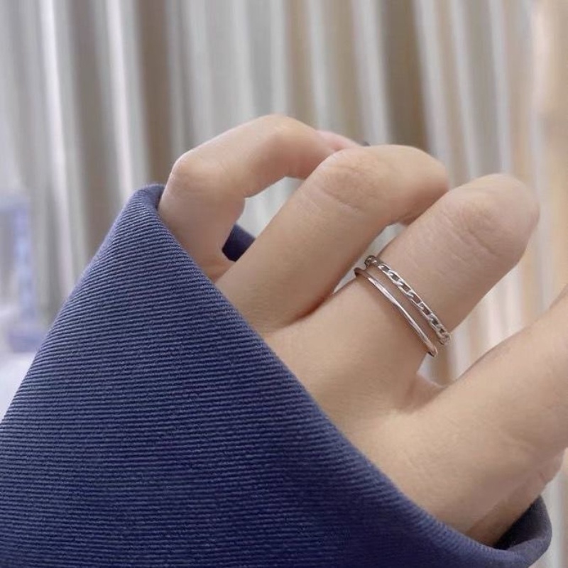 Nhẫn mở đơn giản và độc đáo Trang sức nhẫn nam và nữ thời trang Hàn Quốc