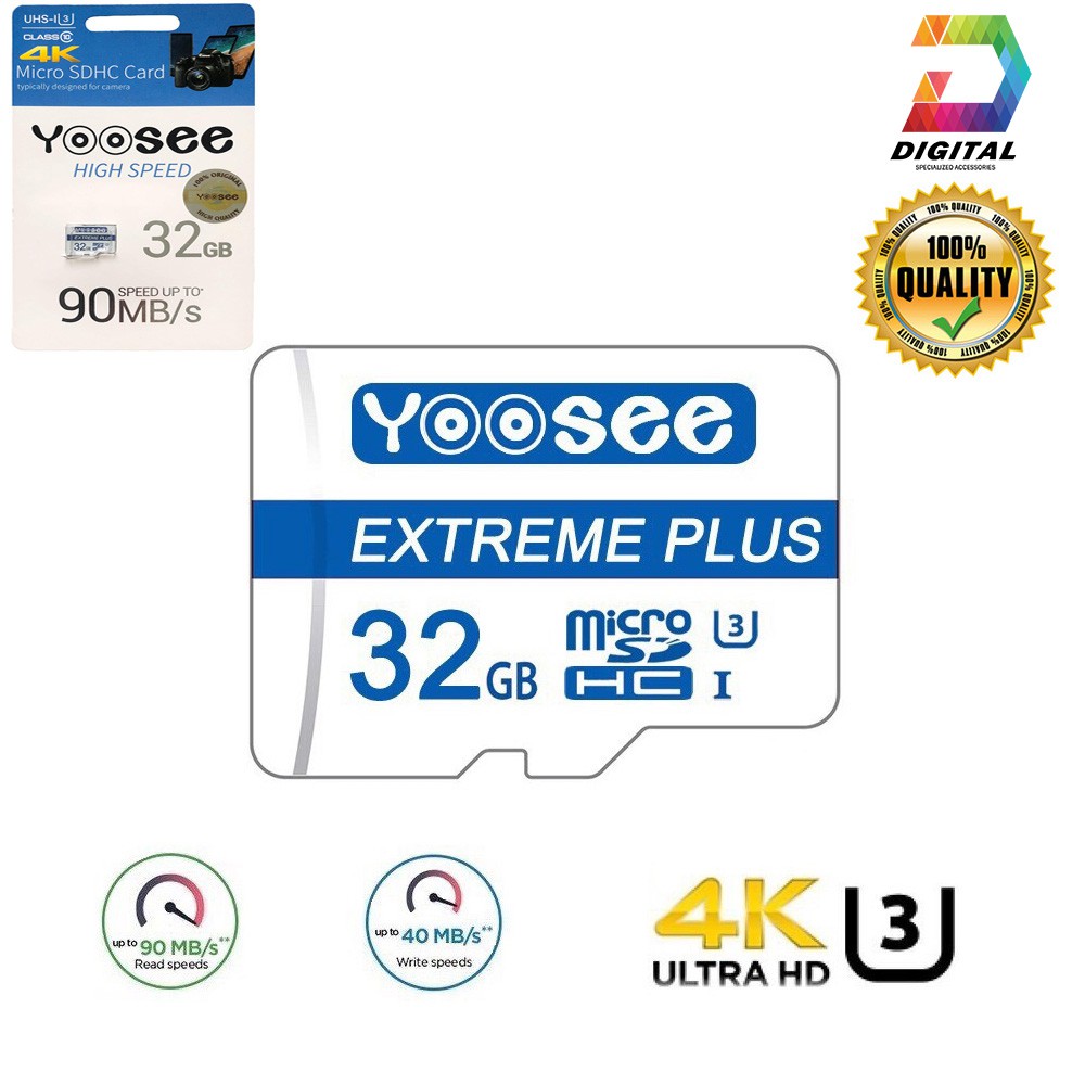 Thẻ Nhớ Microsdxc Yoosee 32GB Extreme Plus UHS-I U3 4K R90MB/S W40MB/S Chính Hãng