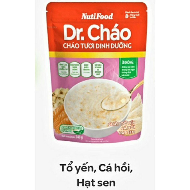 CHÁO TƯƠI DINH DƯỠNG CHÁO LƯƠN ĐẬU XANH DR. CHÁO NUTIFOOD 240G