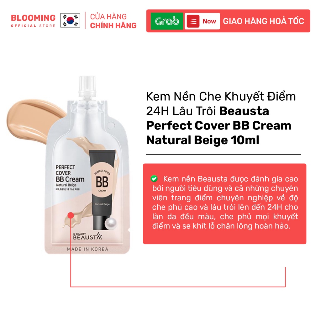 Kem Nền Che Khuyết Điểm 24H Lâu Trôi Beausta-Perfect Cover BB Cream Natural Beige 10ml