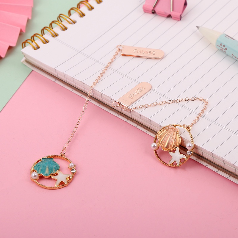 1 Thẻ Đánh Dấu Trang Sách Bằng Hợp Kim Hình Vỏ Ngọc Trai Sáng Tạo