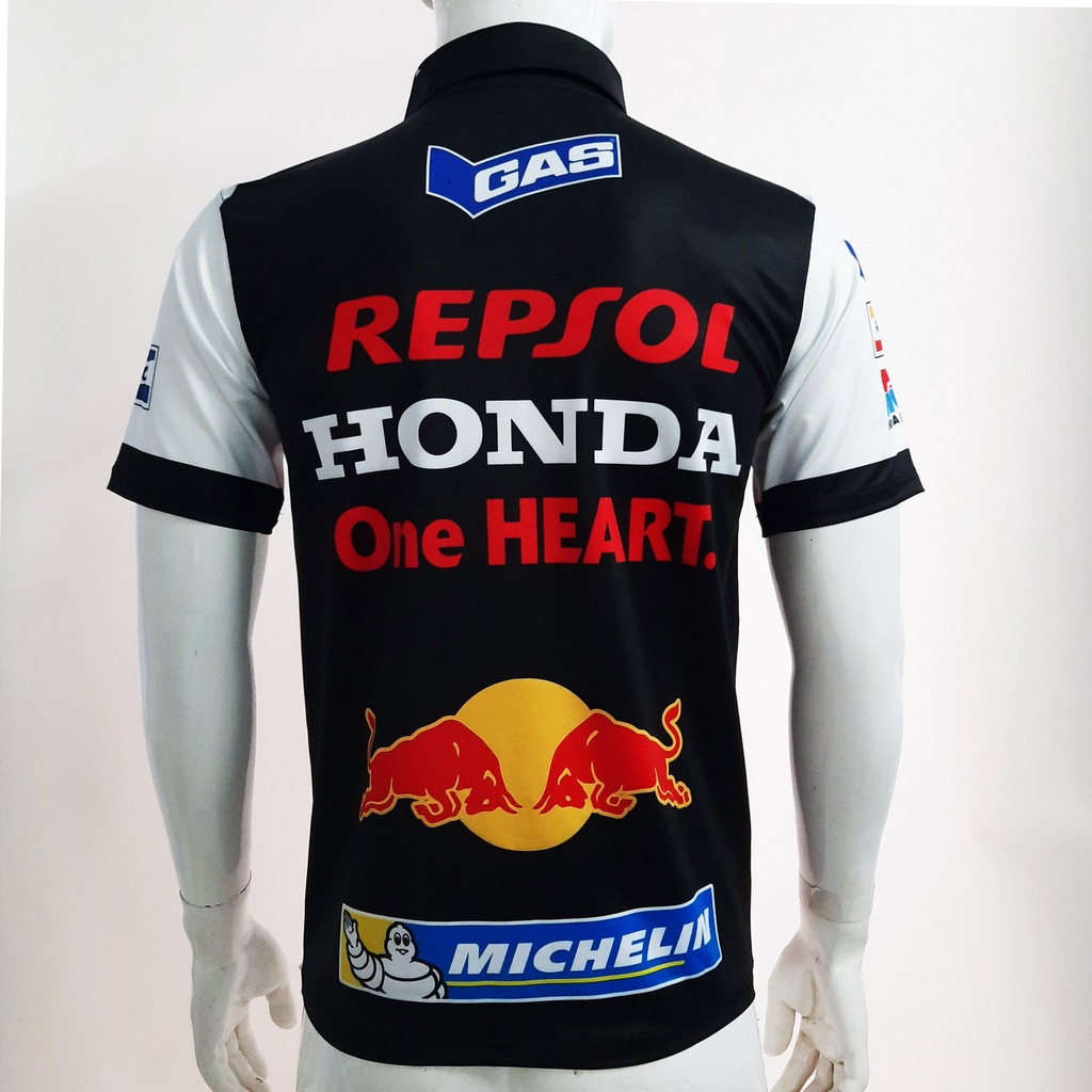 ÁO HONDA HRC - ÁO THUN XE MÁY - ÁO THUN MOTO - ÁO THUN THỂ THAO CÓ CỔ IN TEM XE MẪU HONDA HRC