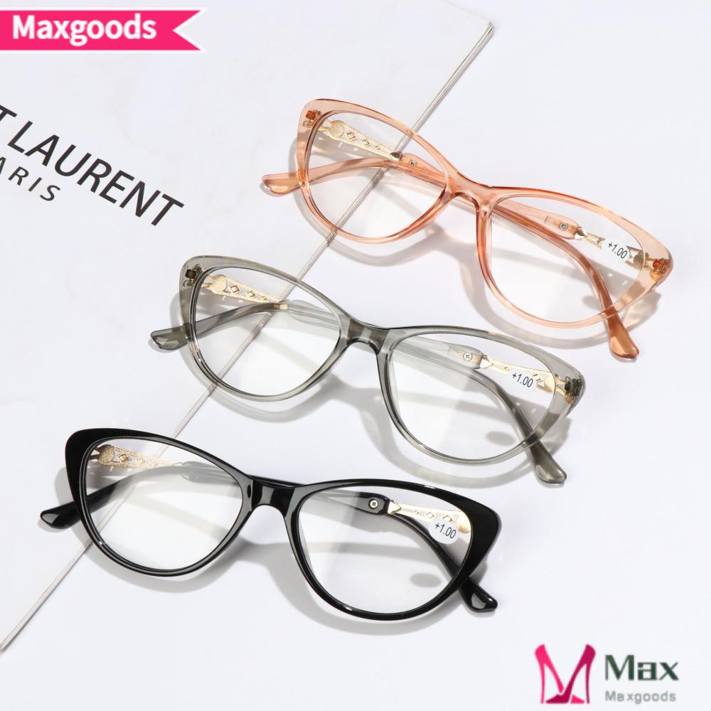 Kính Đọc Sách Mắt Mèo Trong Suốt MAXG + 1.0~4.0 Dành Cho Nam Và Nữ