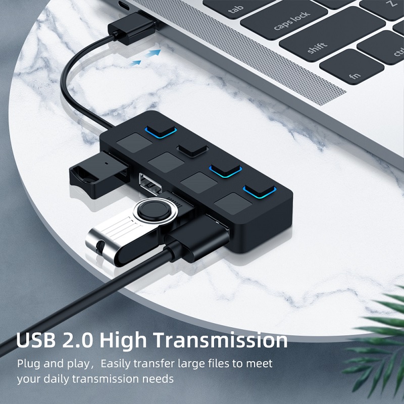 Bộ Chia 4 Cổng USB 2.0 Hub 2.0 2.0 Có Công Tắc Cho PC / Laptop