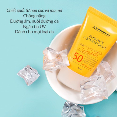 Kem chống nắng dưỡng ẩm dịu nhẹ với mọi loại da Mamonde Everyday Aqua Sun Cream SPF 50+ PA++++ 50ml