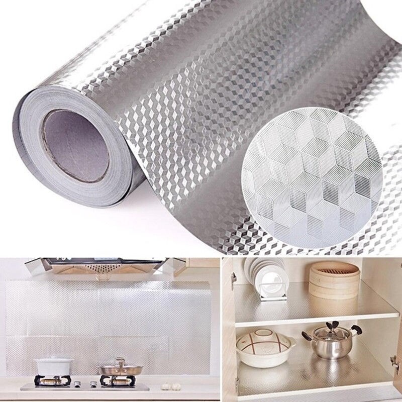 Cuộn Giấy Nhôm Dán Nhà Bếp Chống Dầu Mỡ Chịu Nhiệt Cao 40x100cm
