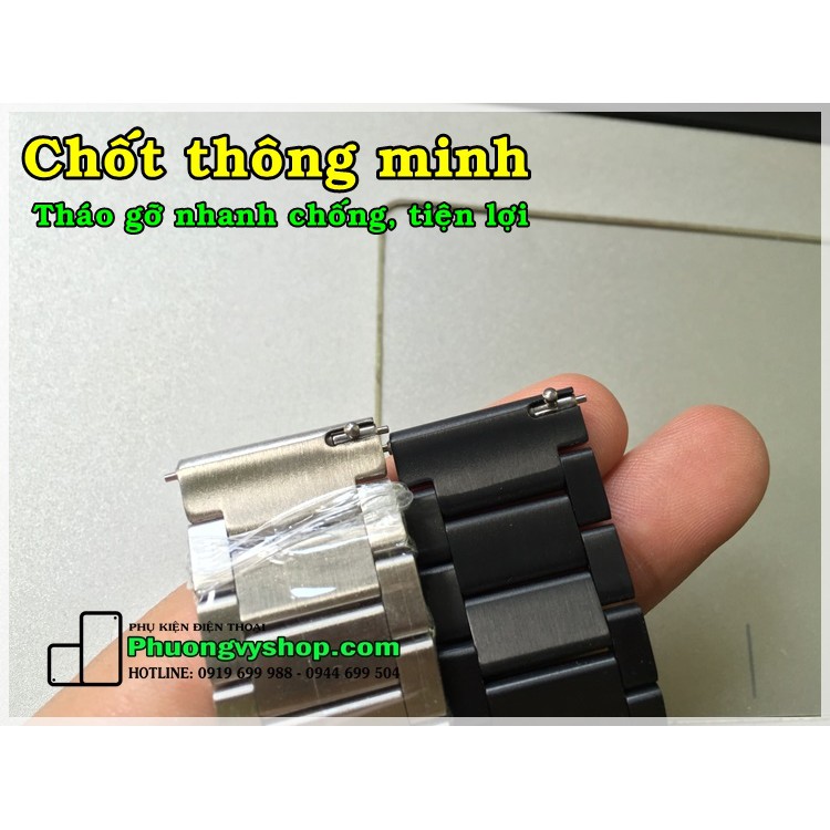 Dây đồng hồ thép đúc - chốt thông minh (ngàm 20mm, 22mm, 18mm)