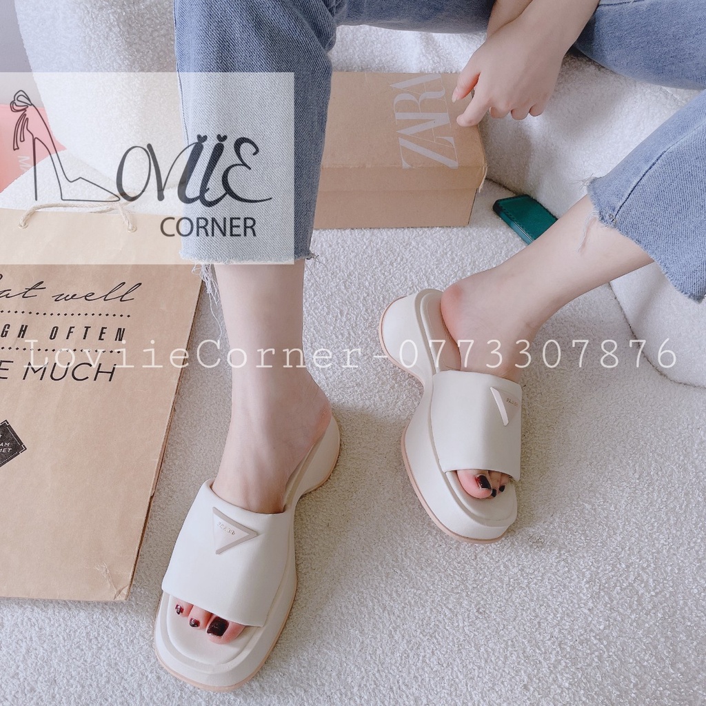 DÉP THỜI TRANG LOVIIECORNER - DÉP NỮ PHONG CÁCH HIỆN ĐẠI QUAI NGANG BẢN TO ĐẾ THẤP D220965