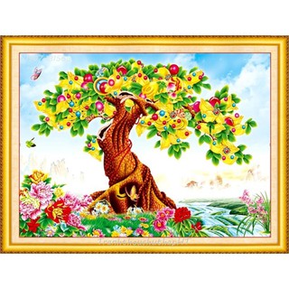 Tranh đính đá Cây tài lộc 75x55cm - VS359