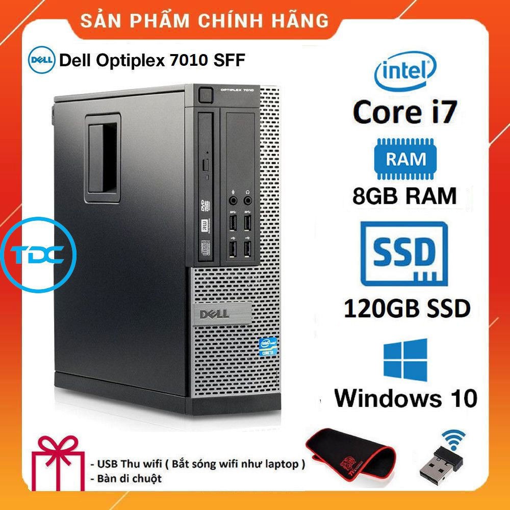 Case máy tính để bàn Dell Optiplex 7010 SFF Core i7/ Ram 4GB/  SSD 120GB. Quà Tặng, Bảo hành 2 năm. Hàng Nhập Khẩu