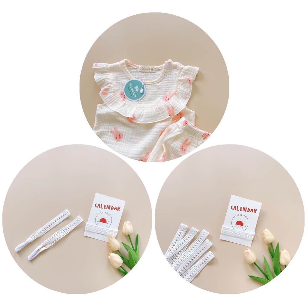 Đồ Bộ Mặc Nhà Cho Bé Chất Xô Musline Cao Câp Kèm Băng Đô Cho Bé Gái Dễ Thương Vải HM180 Homikids