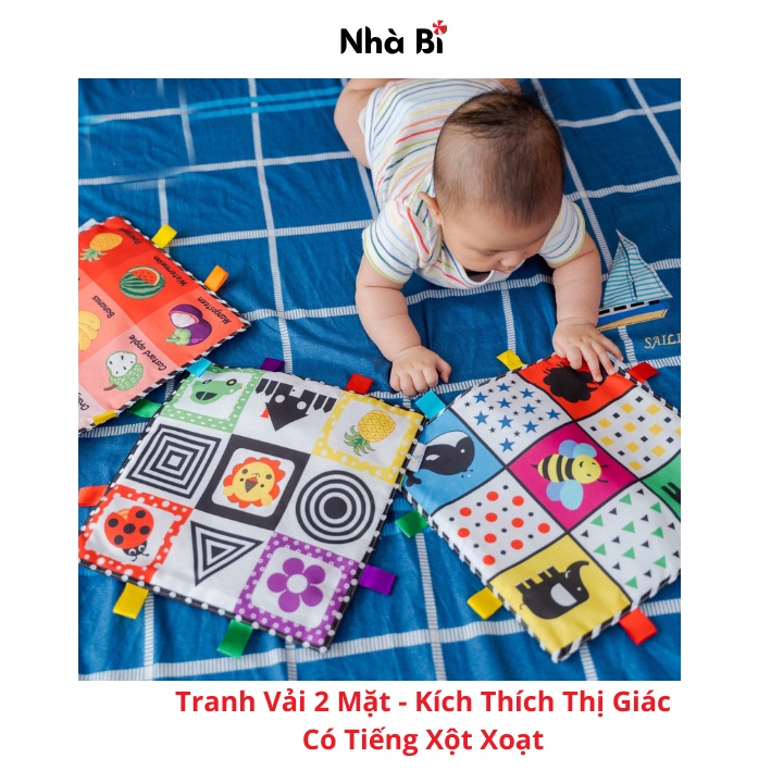 Tranh Vải Có Âm Thanh Sột Soạt Kích Thích Thị Giác Cho Bé Sơ Sinh Học Giáo Dục Sớm - Thẻ Tummy Time
