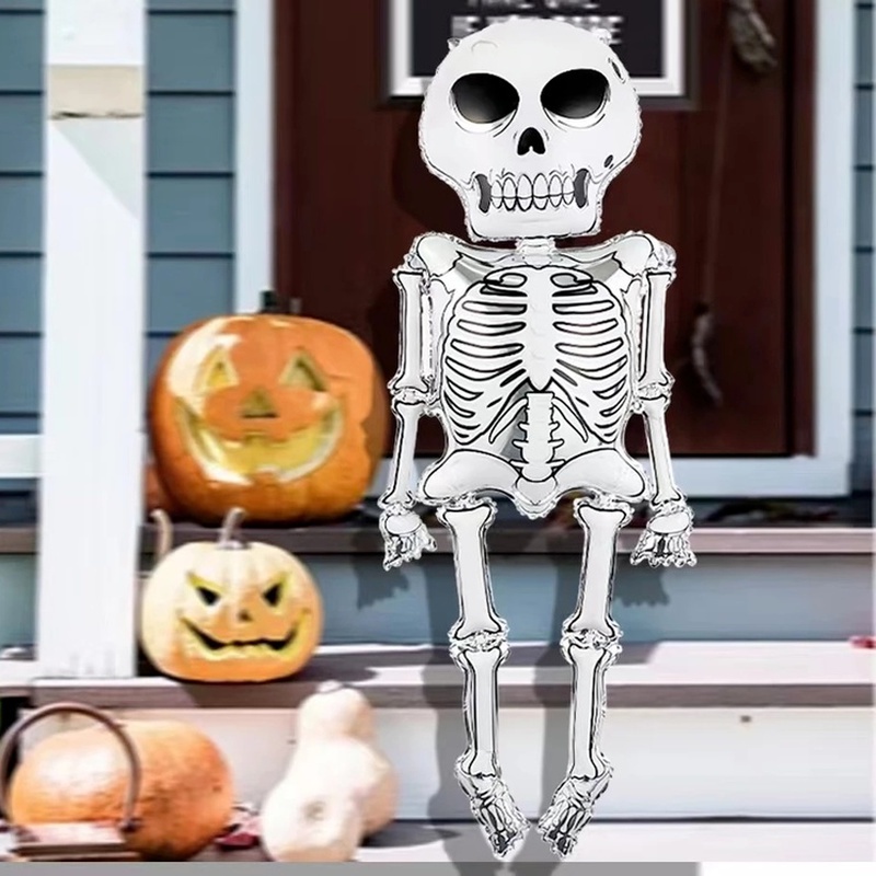 Bong Bóng Hình Đầu Lâu Đáng Sợ Kích Thước 86x158cm Trang Trí Tiệc Halloween