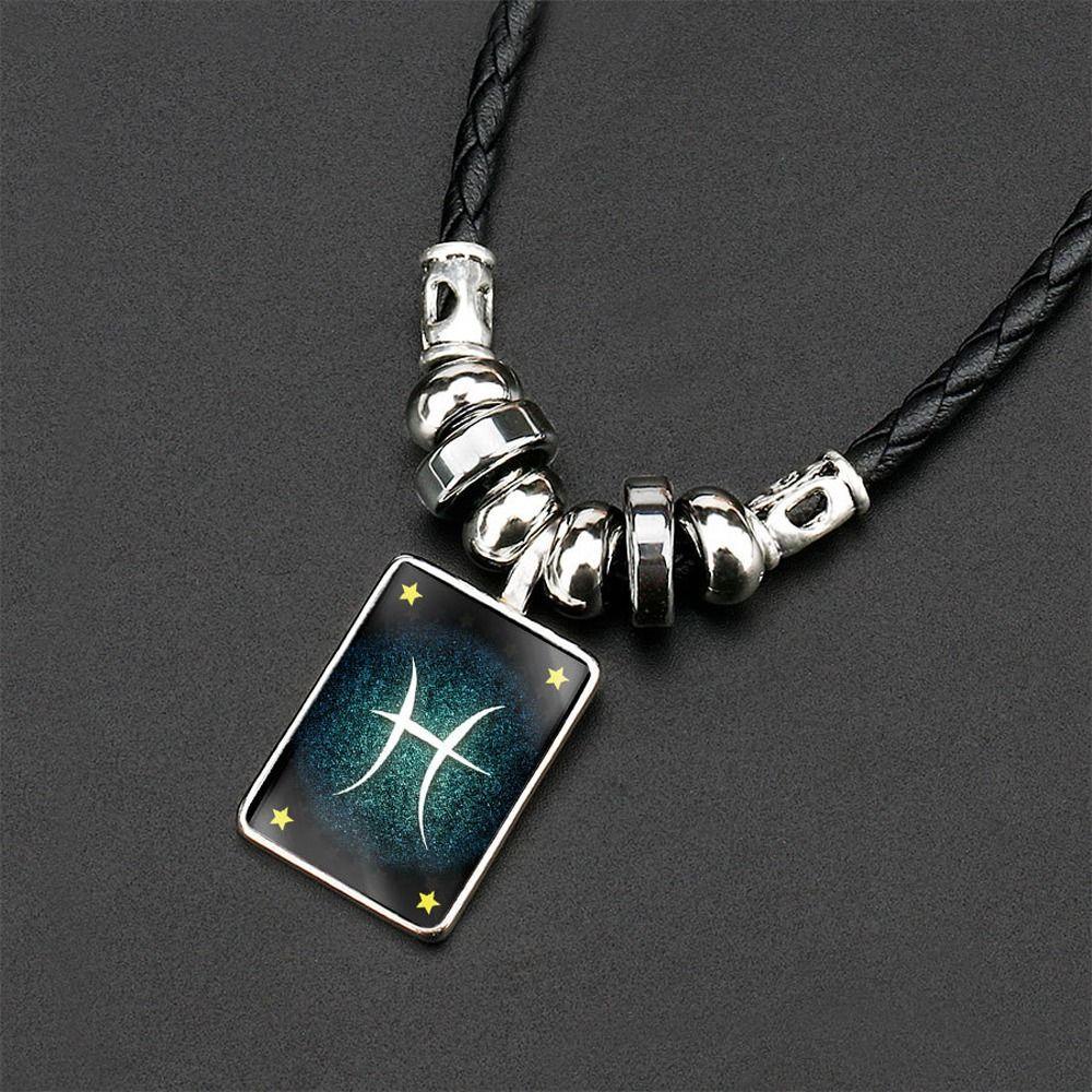 Vòng Cổ Choker Da PU Phối Mặt Hình 12 Cung Hoàng Đạo VANES1