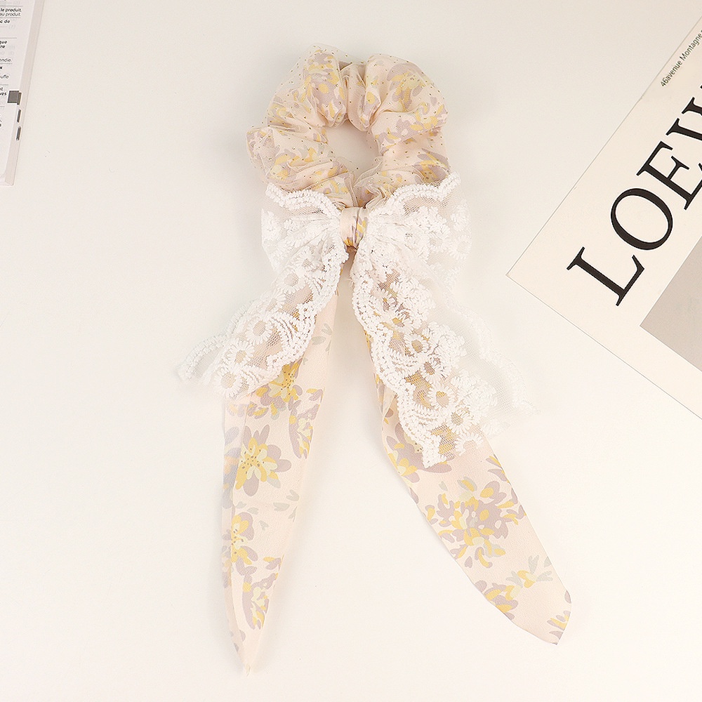 Dây Buộc Tóc Thắt Nơ Họa Tiết Hoa Ren Xinh Xắn Thời Trang Cho Nữ