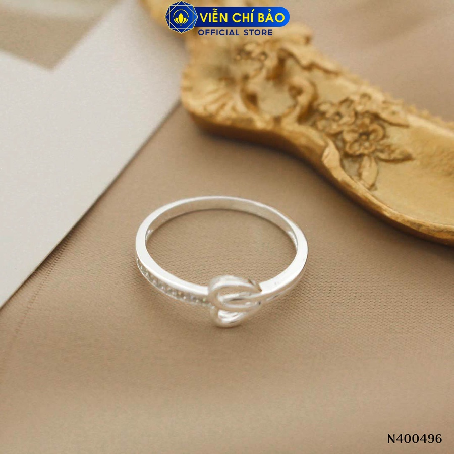 Nhẫn bạc nữ trái tim đan đính đá chất liệu bạc 925 thời trang phụ kiện trang sức Viễn Chí Bảo N400496