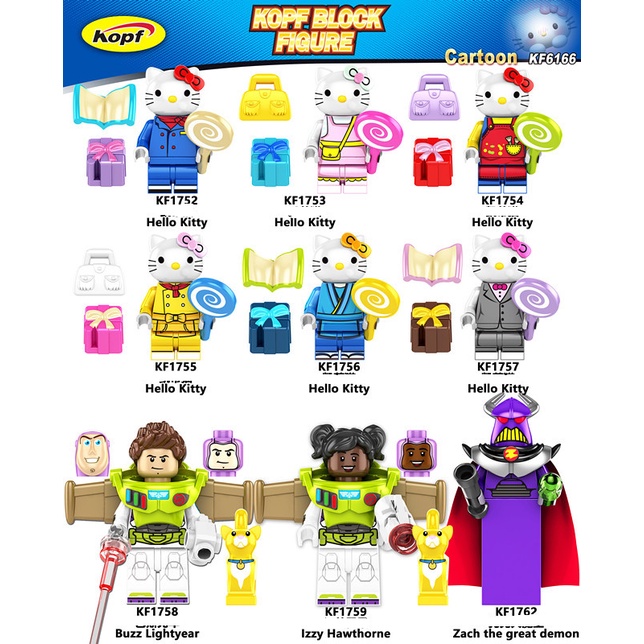 Minifigures Các Mẫu Nhân Vật Hoạt Hình Mèo Hello Kitty Buzz Lightyear KF6166 Mẫu Mới Nhất - Đồ Chơi Lắp Ráp Mini