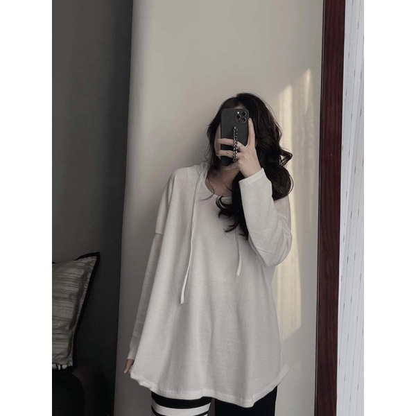 Áo giấu quần đan ô có mũ oversize