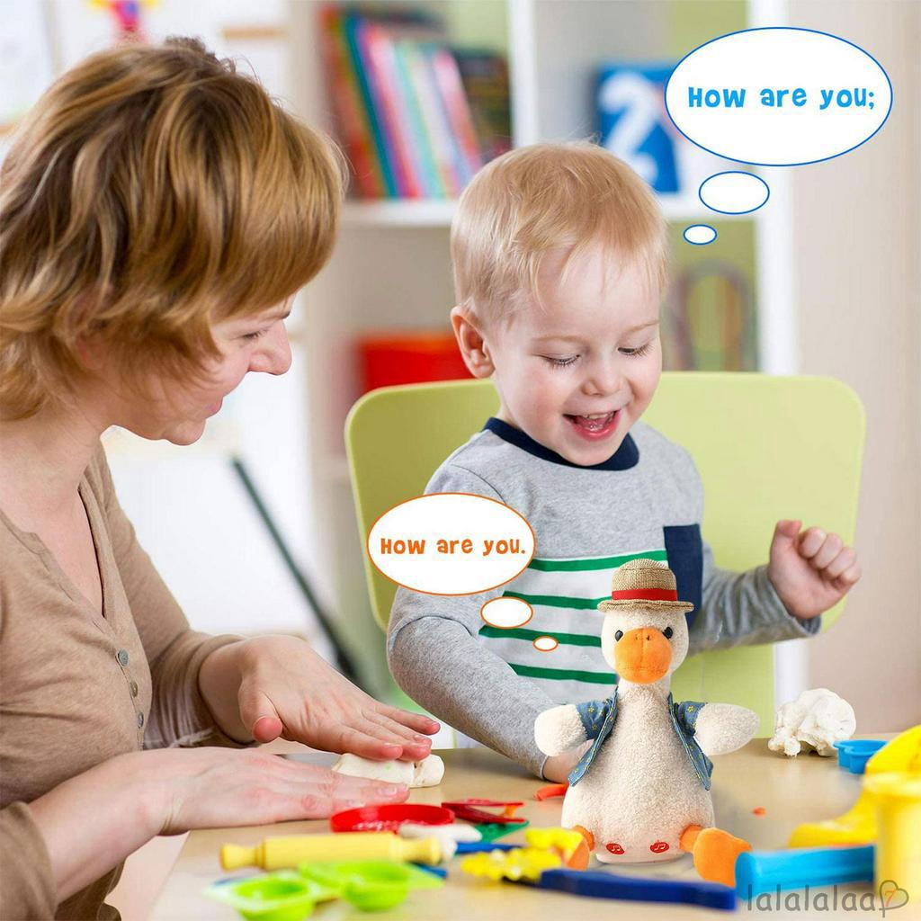 Mô hình vịt đội mũ nhồi bông có thể thu âm giọng nói chạy bằng điện dành cho trẻ em