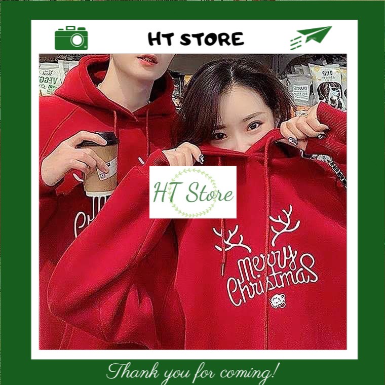 Áo hoodie Unisex nam nữ sừng hươu Merry Christmas HTH1220