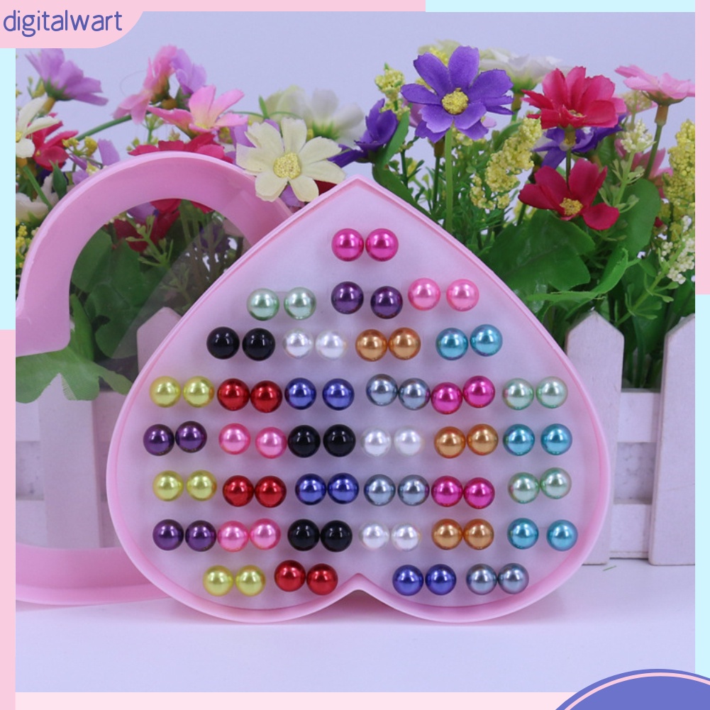 Bộ 36 khuyên tai hạt tròn nhiều màu sắc dễ thương cá tính dành cho nữ