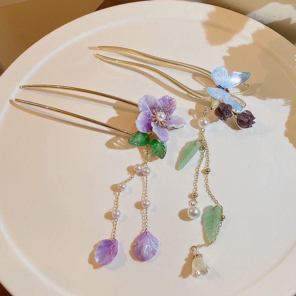 Trâm Cài Tóc Đính Hoa Tua Rua Phong Cách Trung Hoa Thanh Lịch Cho Cô Dâu