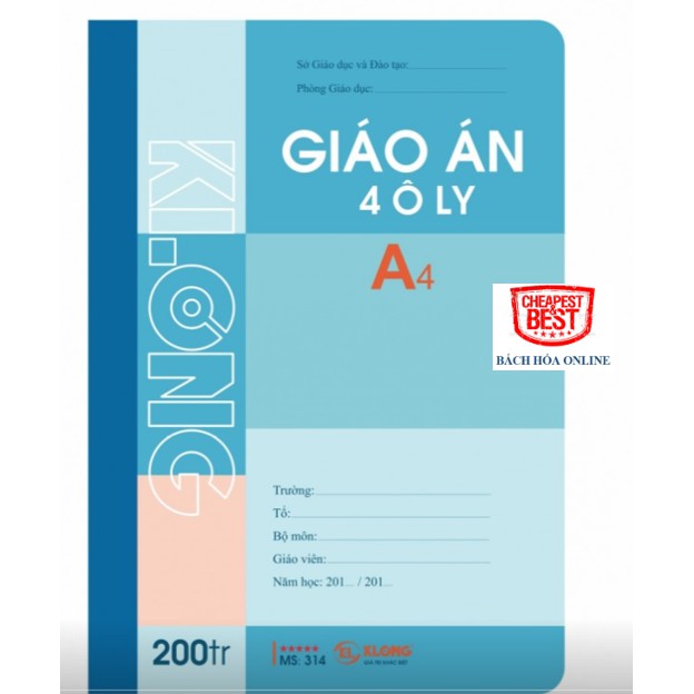 Giáo án 4 ô ly KLong-200 trang KL314