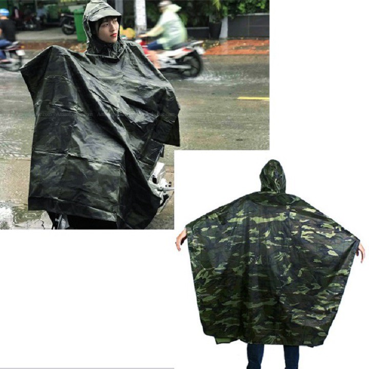 [ 𝑿𝑨̃ 𝑯𝑨̀𝑵𝑮 ] Áo mưa cánh dơi ☔𝑿𝑬̉ 𝑻𝑨̀ ☔ vải dù cao cấp rằn ri lính Mỹ - VLOC-AMD-US (Màu rằn ri)