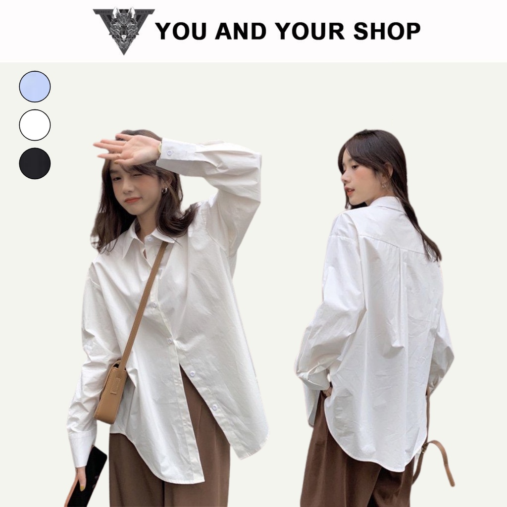 Áo Sơ Mi Nữ Vạt Bầu dài tay form rộng phong cách Hàn Quốc Chất Vải Kate Siêu Mát Lên Form Xinh