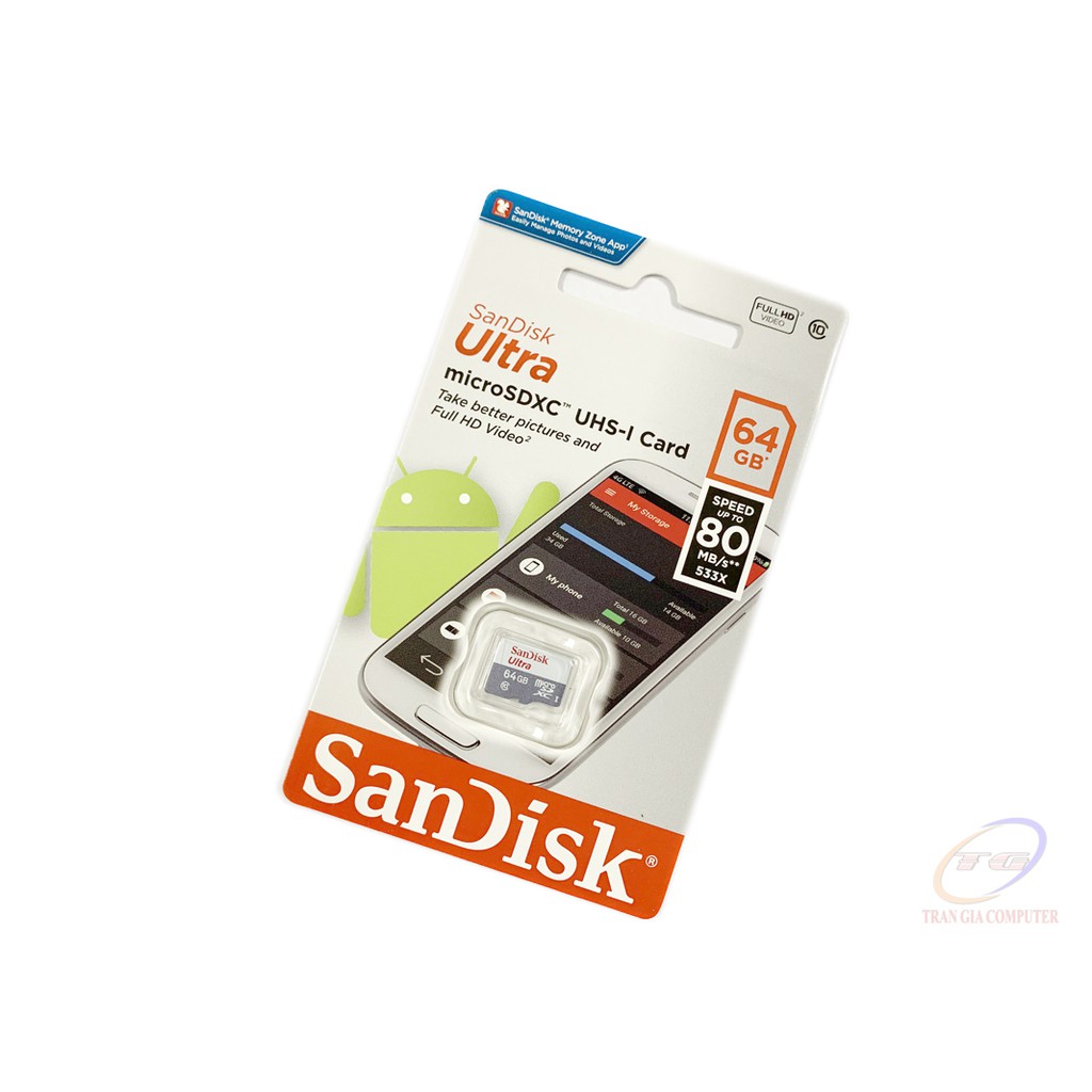 Thẻ nhớ Micro-SD 64Gb Sandisk Ultra Class 10