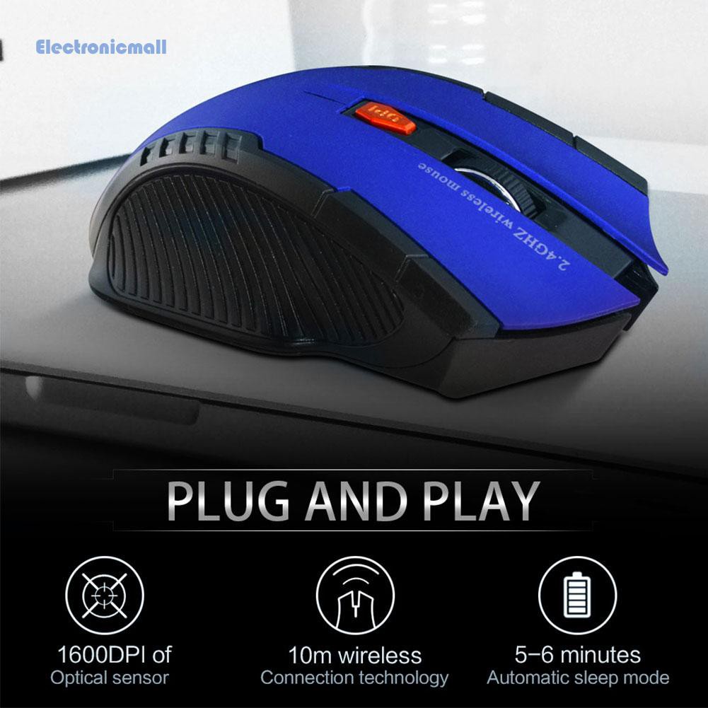 ElectronicMall01 2.4GHz Wireless Mice with USB Receiver Gamer 1600DPI Mouse for Computer Laptop