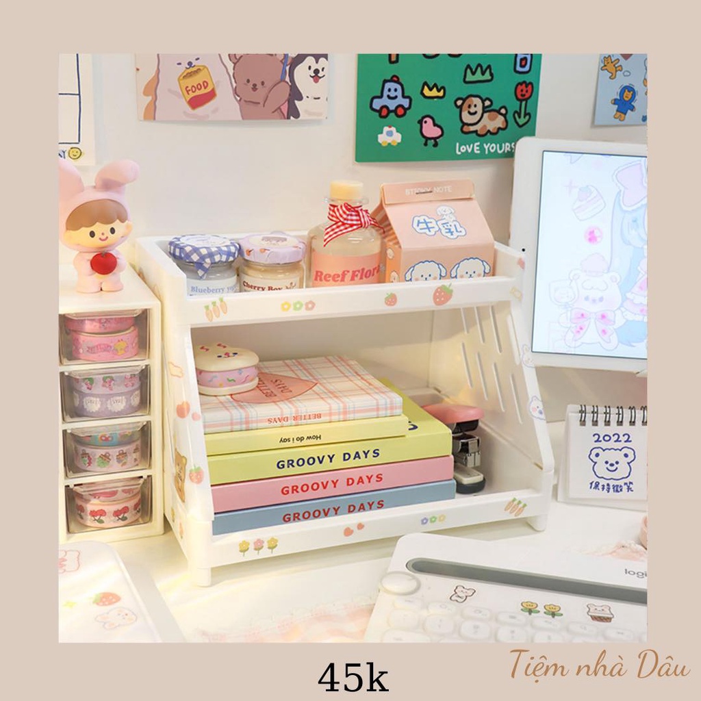 Kệ nhựa mini để bàn , giá để đồ 2 tầng