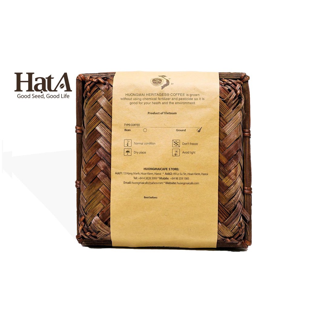 Cà phê Hương Mai Cafe Heritages Bamboo Box 125gr - đựng trong khay tre