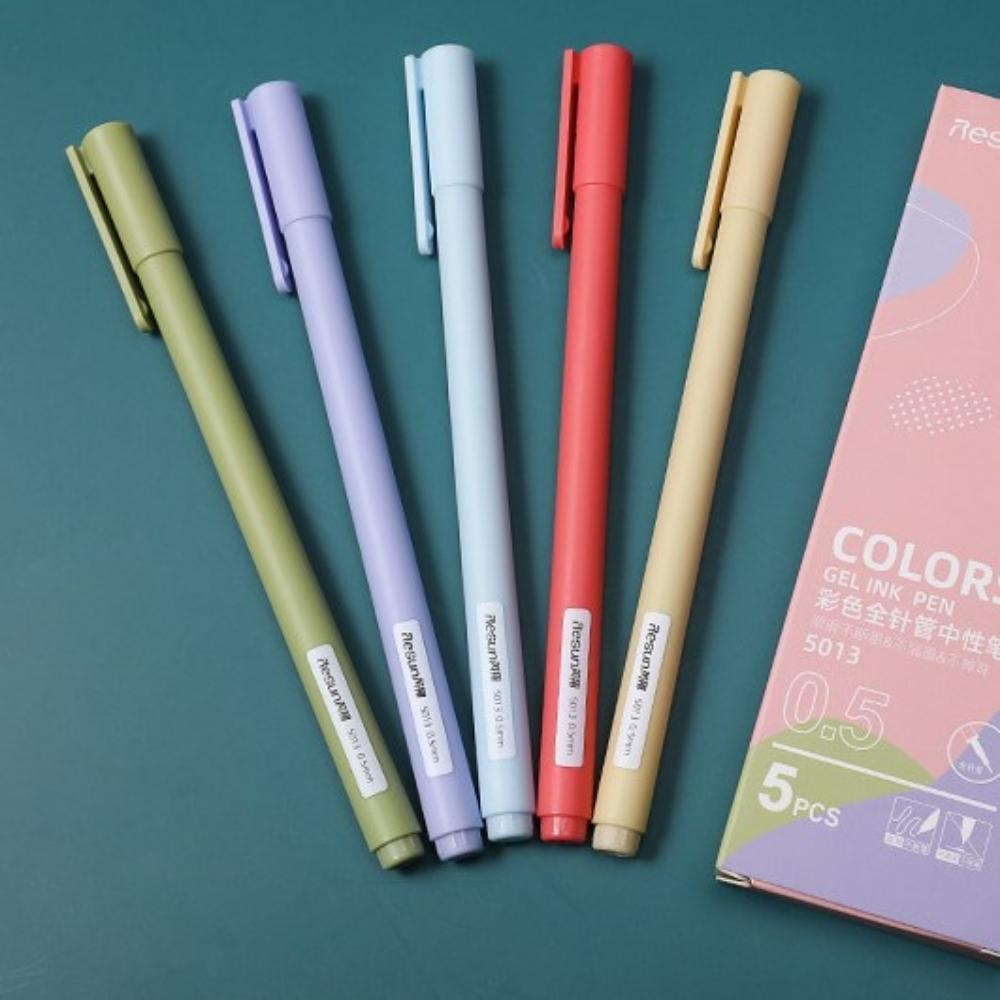 Hộp 5 bút bi nước Colors mực gel nhiều màu Pison ngòi viết 0.5mm trang trí sổ - 1 bộ