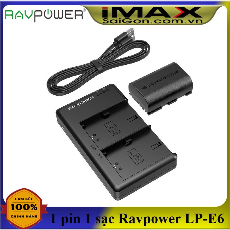 BỘ 1 PIN 1 SẠC MÁY ẢNH RAVPOWER RP-BC003 cho CANON LP-E6, LP-E6N