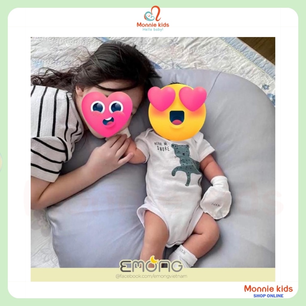 Vỏ gối chống trào ngược cho bé Emong, vỏ gối hàn quốc cao cấp dễ thương - Monnie Kids