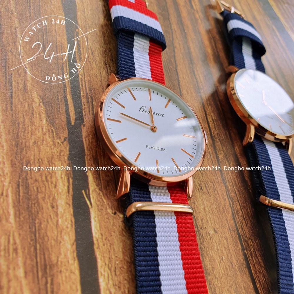 Đồng hồ nam, đồng hồ nữ Geneve 2 , dây vải cao cấp ôm tay cá tính nhiều màu