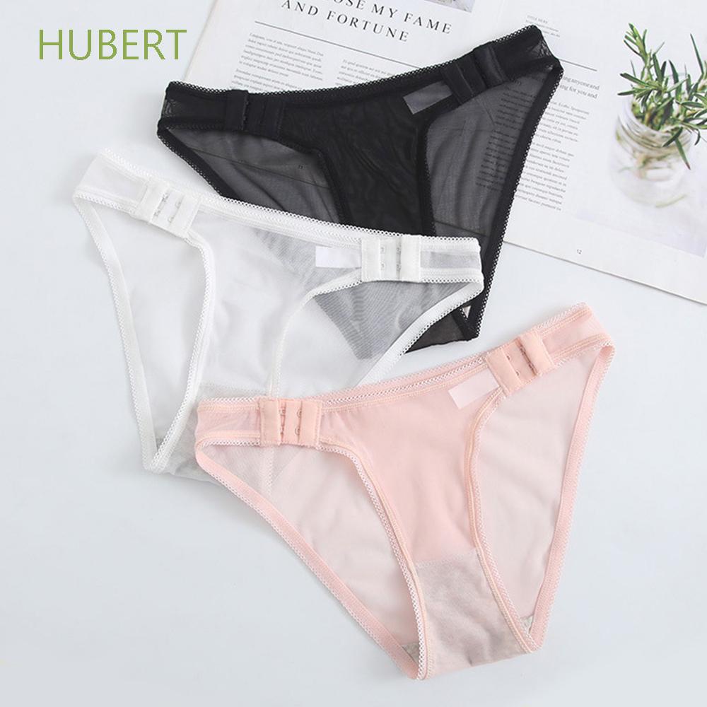 HUBERT Quần lót ren lưới cotton màu trơn không đường may lưng thấp điều chỉnh được nhiều màu sắc cho nữ