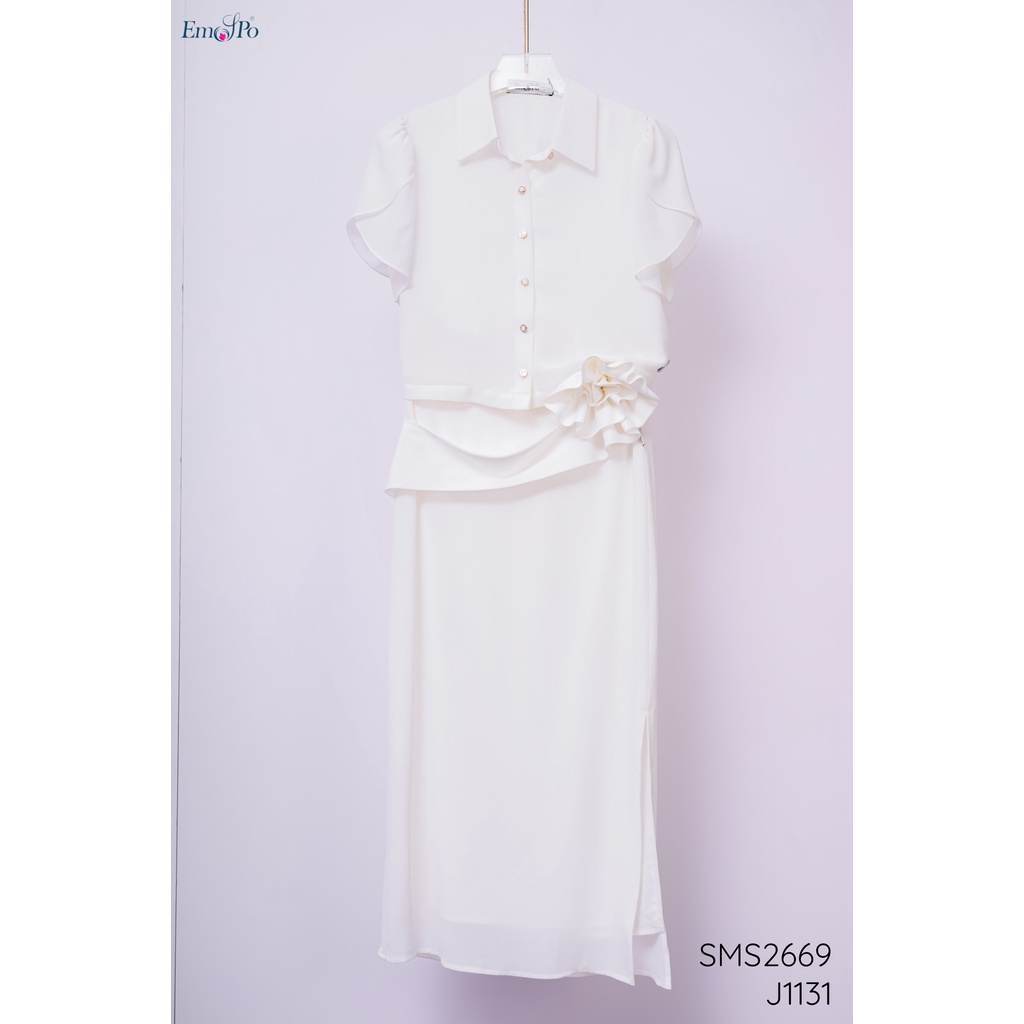 [ MÃ EMSALE giảm 10% tối đa 30K cho đơn 99K] Áo sơ mi cổ đức, dáng ngắn, tay sen Emspo SMS2669