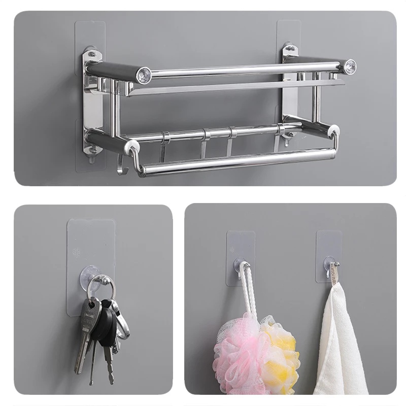 1 Móc Treo Đồ Dán Tường Bằng Thép Không Gỉ / PVC Không Để Lại Dấu Vết