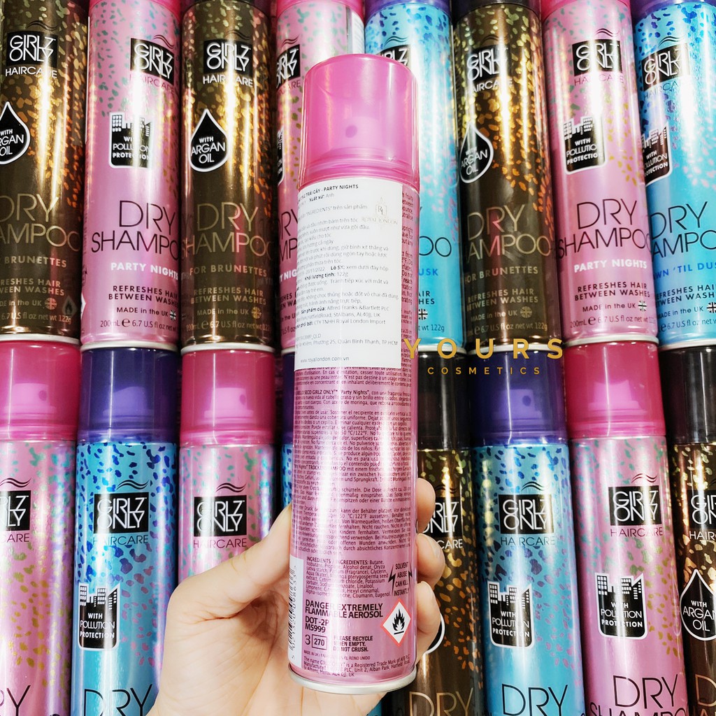 [Đại Lý Chính Thức] Dầu Gội Khô Girlz Only Hương Trái Cây Party Nights Dry Shampoo 200ml - - Kiểm Định An Toàn Bộ Y Tế