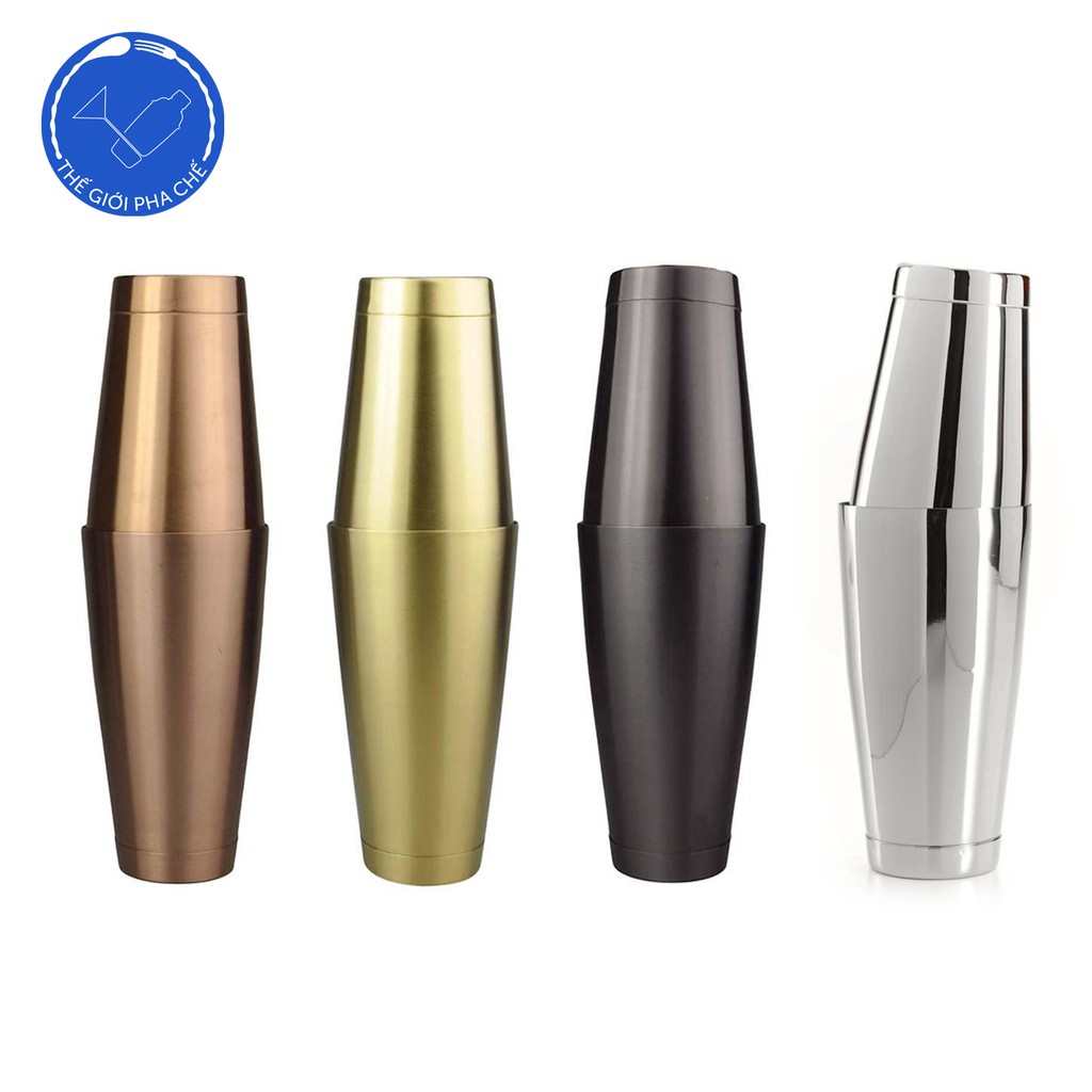 Bình Lắc Shaker Inox 2 Đáy Màu Lì/  Boston Shaker Inox 2 Đáy Sần
