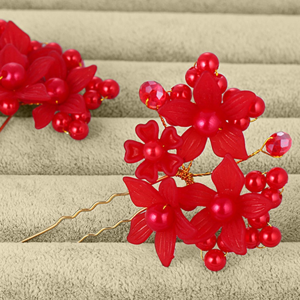 Trâm Cài Tóc Chữ U Hình Hoa Đính Ngọc Trai Nhân Tạo Thanh Lịch