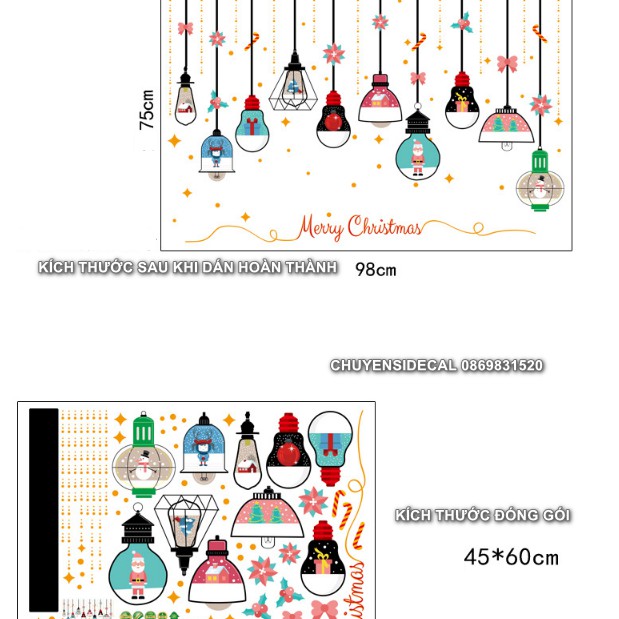 Decal trang trí tường - Bóng Đèn Dây nhỏ ngũ sắc
