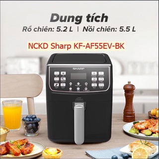 Nồi chiên không dầu sharp kf-af55ev-bk chống dính 5.5l